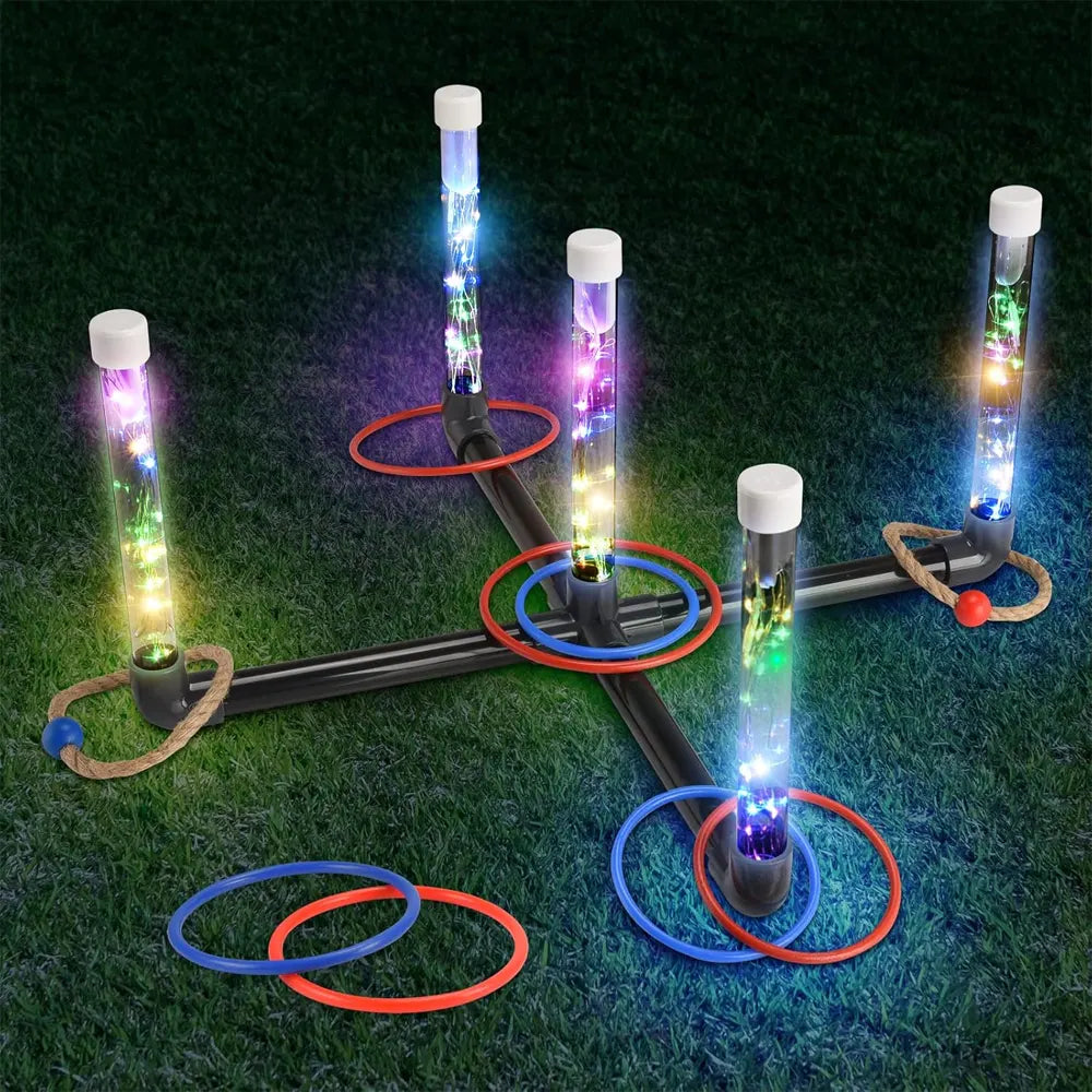 Défi des anneaux aux poteaux LED multicolores