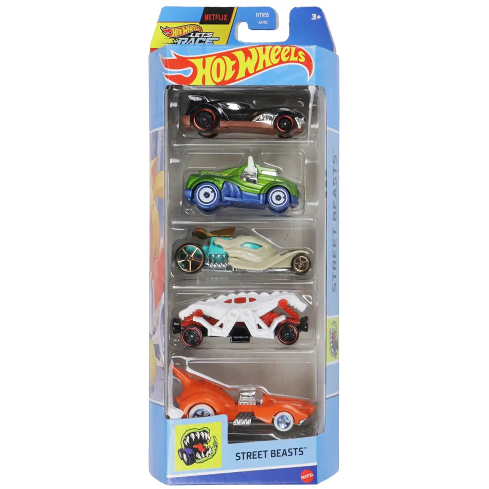 Cinq voitures Hot Wheels Street Beasts aux silhouettes fantaisie