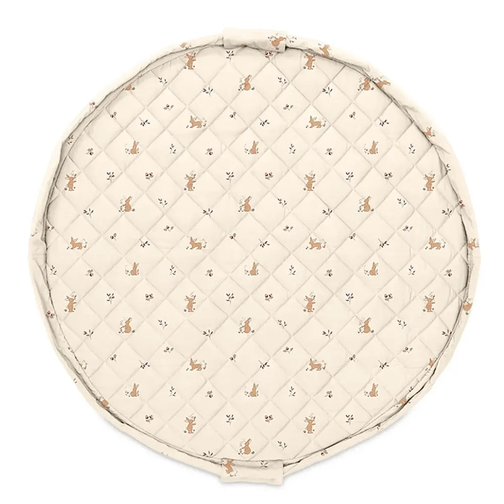 Tapis de jeu rond en coton biologique, lapins, 120 cm