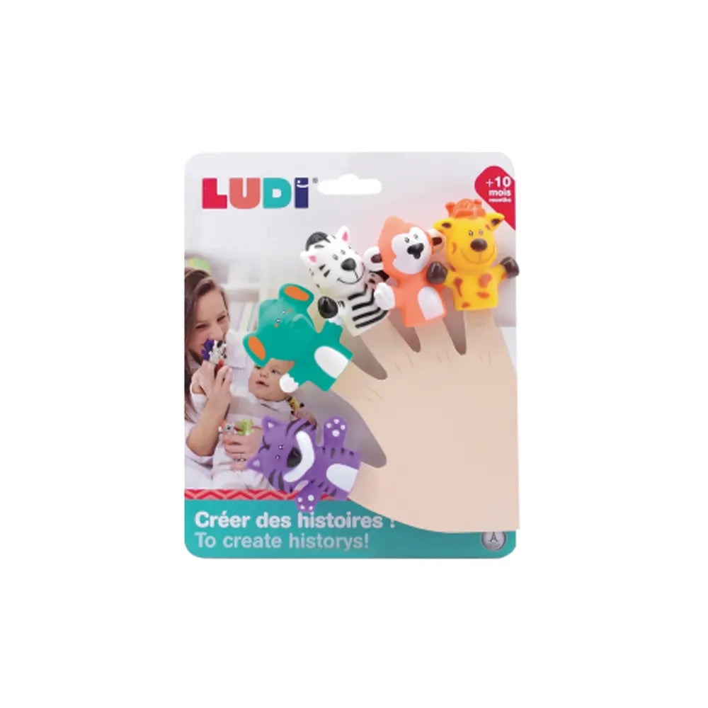Marionnettes Doigts Animaux Savane x5 - 10 Mois+