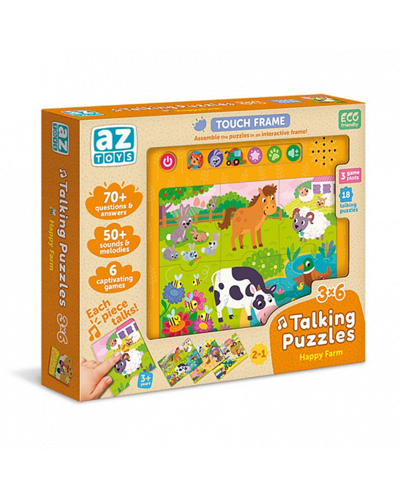 Les animaux de la ferme en sons : puzzle interactif 18 pièces