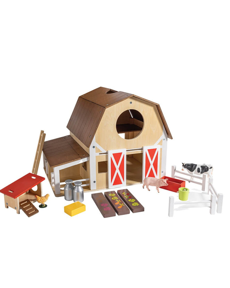 La Grange à histoires en bois à construire avec animaux, 3 ans+