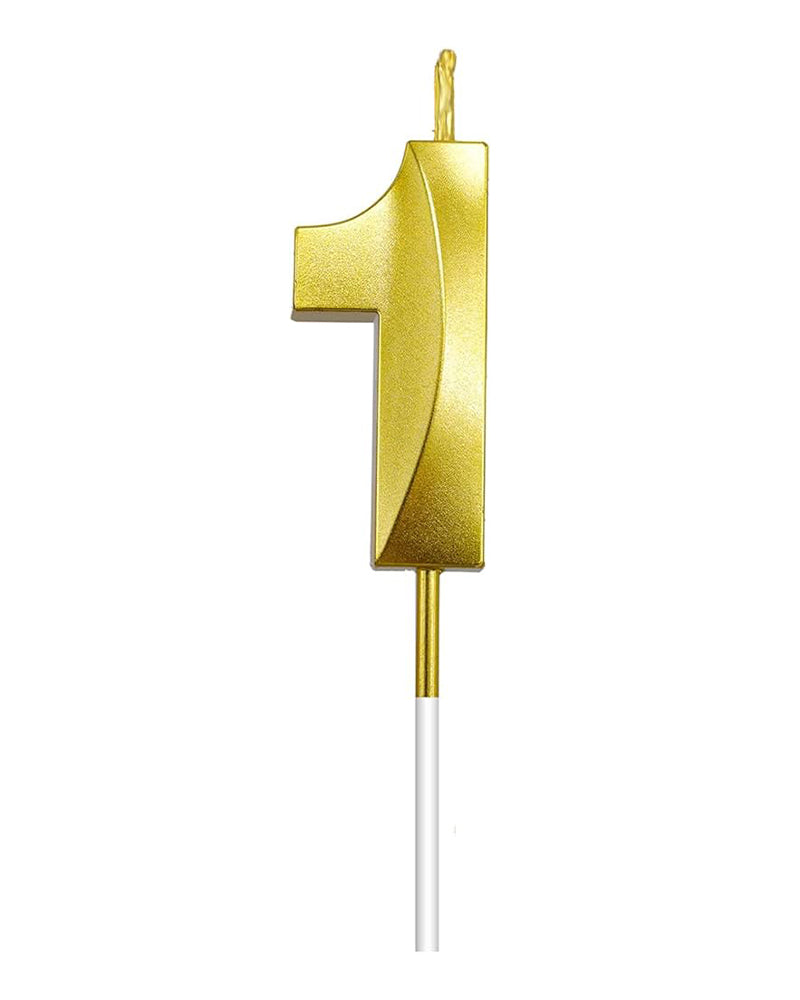 Bougie chiffre 1 dorée en relief pour gâteau