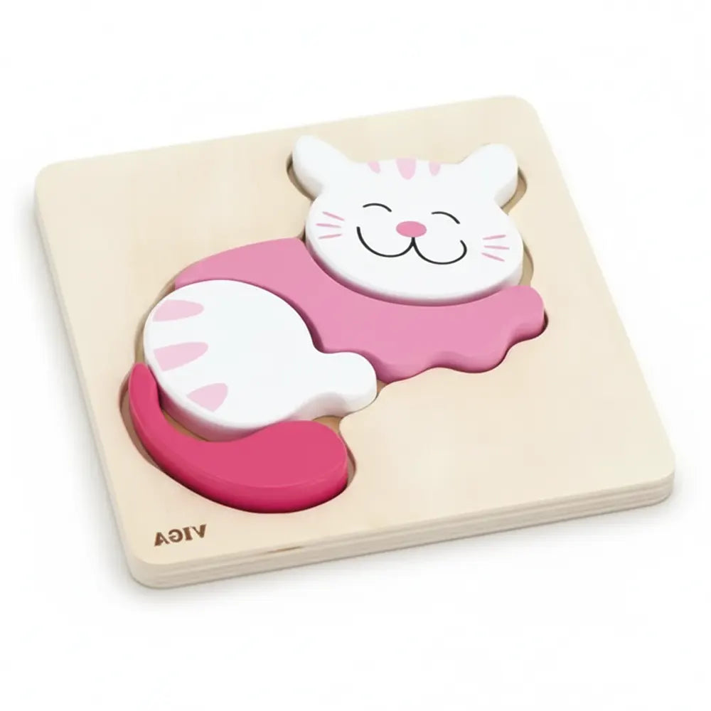 Puzzle Chat en Relief Bois Naturel 4 Pièces Viga Toys 18M+