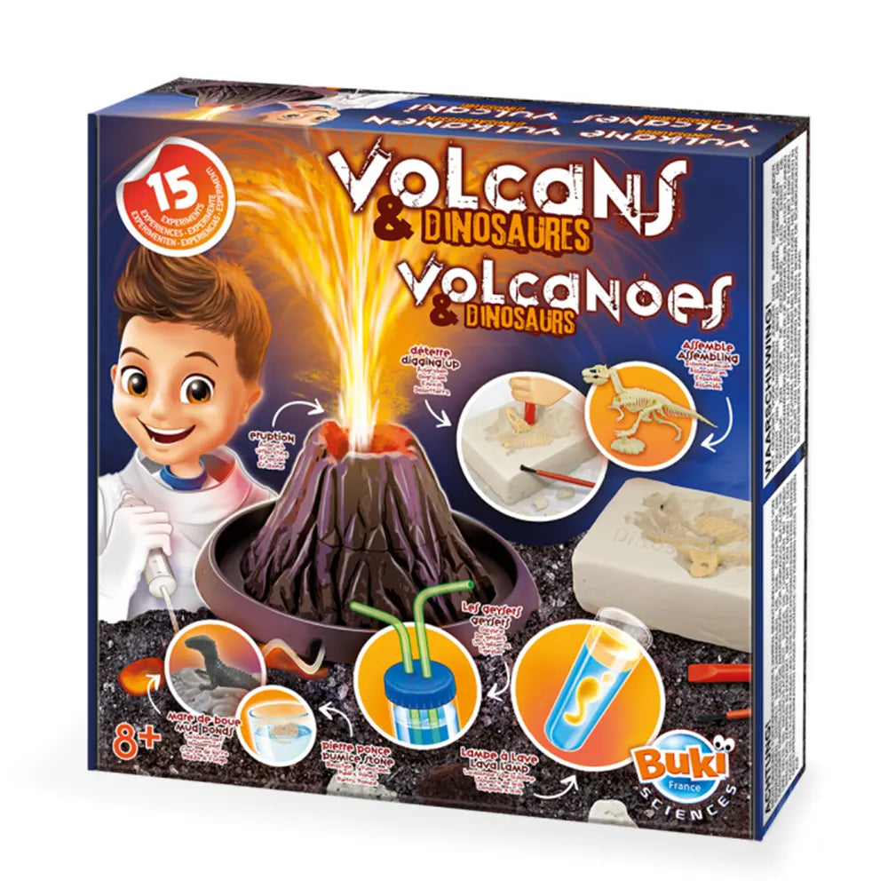 Coffret scientifique Volcans et Dinosaures, 15 expériences 8+