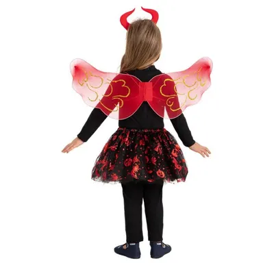 Kit de diablesse enfant avec ailes, jupe et serre-tête à cornes