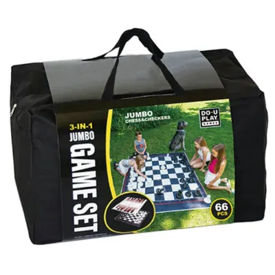 Coffret Jeux Géants 3 en 1 Échecs Dames Backgammon