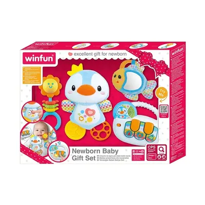 Coffret d’éveil naissance avec pingouin, poisson et clavier