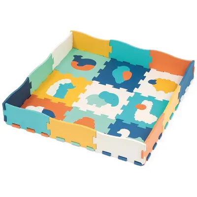 Tapis Puzzle Mousse Évolutif 25 Dalles Animaux 120x120 cm