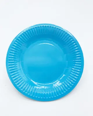 Assiettes en papier bleu vif, lot de 10 au rebord nervuré