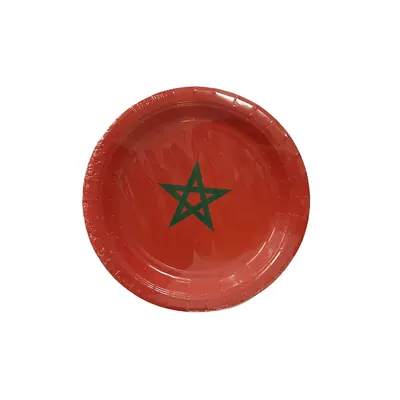 Petites assiettes rouges à étoile verte, lot de 10