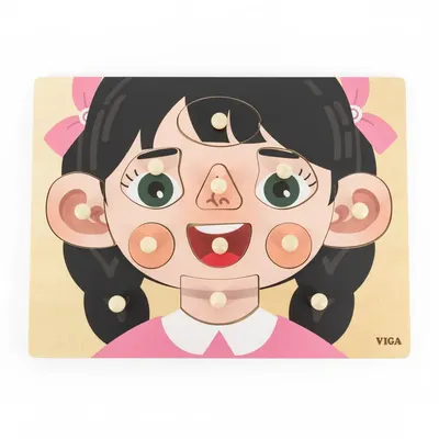 Puzzle Anatomie Visage Bois à Boutons 18M+