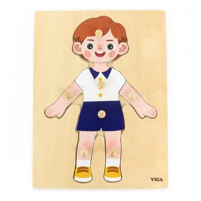 Puzzle d’encastrement du corps humain à boutons, 7 pièces dès 18 mois