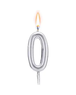 Bougie zéro argentée de 8 cm pour gâteau