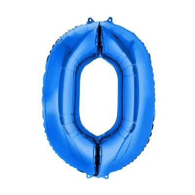 Ballon zéro bleu métallisé en aluminium, 36 cm