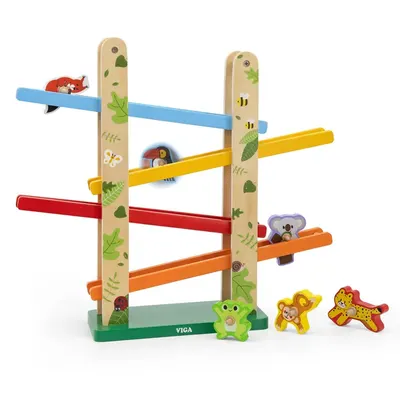 Piste à Billes Jungle Bois 4 Niveaux avec 6 Animaux Viga Toys 3 Ans+