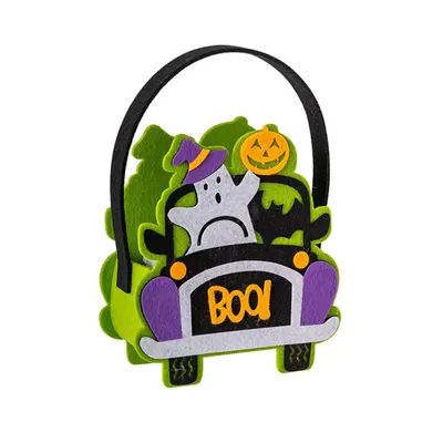 Sac Halloween en feutre « BOO », motif voiture fantôme