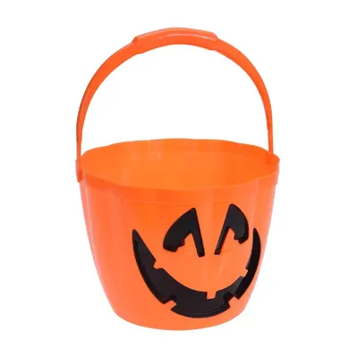 Seau orange à visage citrouille pour la collecte d’Halloween