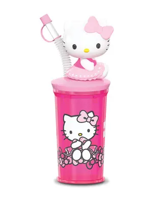 Gobelet Hello Kitty rose avec paille