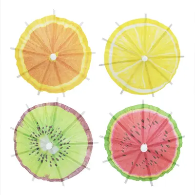 Pics parapluie aux motifs fruités, lot de 20 — 10 cm