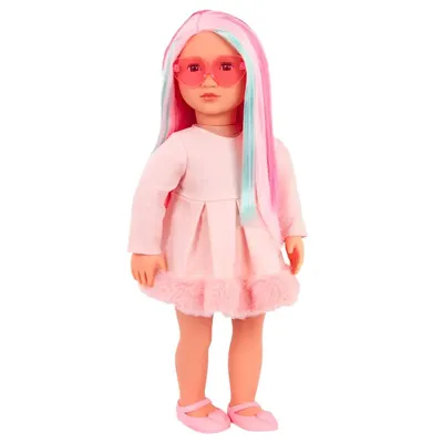 Rosa, poupée de 46 cm au look rose et lunettes cœur