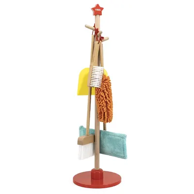 Kit Ménage Bois Hêtre 5 Outils avec Cintre Viga Toys 3 Ans+