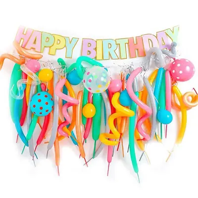 Kit anniversaire multicolore avec ballons à torsader