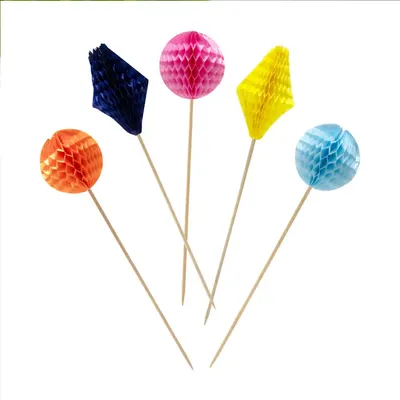 Pics nid d’abeille multicolores pour desserts, lot de 4