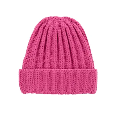 Maille rose Carter’s : bonnet enfant à bord retourné, 2–4 ans