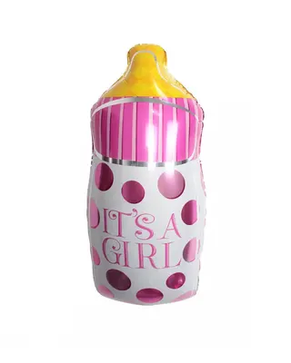 Ballon biberon rose « It's a Girl » pour baby shower