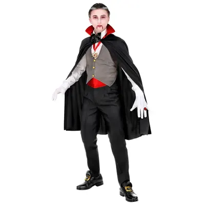 Costume enfant de Dracula avec cape noire et gilet gris