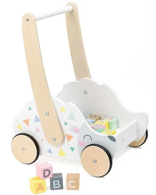 Chariot de premiers pas en bois avec 30 cubes 18M+