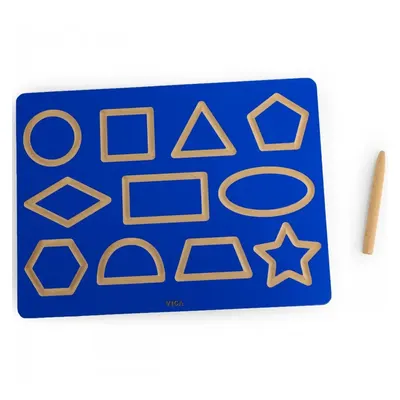 Planche Tracé Formes Géométriques Bois avec Crayon Viga Toys 3 Ans+