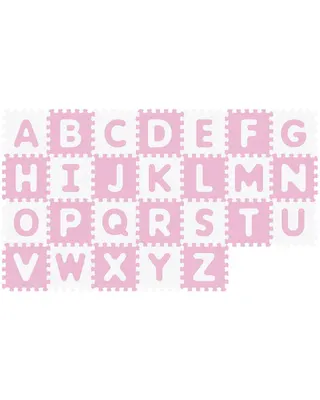Dalles puzzle rose et blanc avec alphabet complet