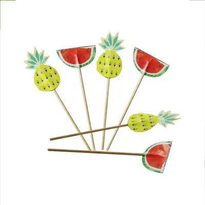 Pics cocktail ananas et pastèque, lot de 20, 12 cm