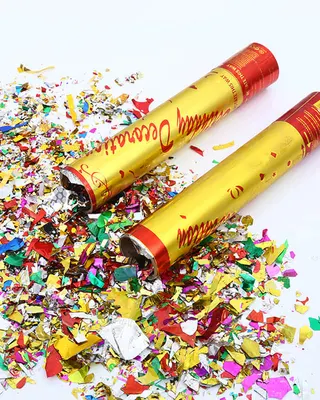 Tube popper doré et rouge pour une animation colorée – 40 cm
