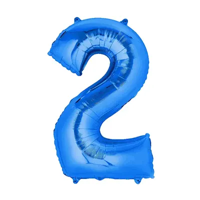 Chiffre 2 bleu métallisé : ballon en aluminium 36 cm