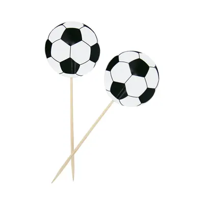 Pics apéritifs football en papier et bois, lot de 8