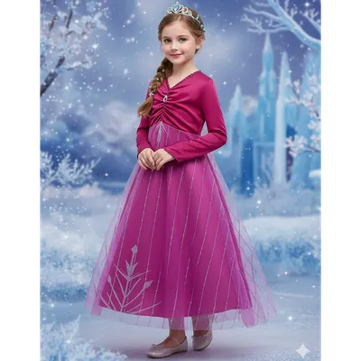 Robe de princesse rose-violet à jupe en tulle pour enfant