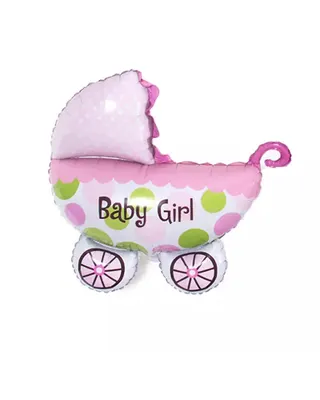 Ballon poussette rose en aluminium pour fête de naissance
