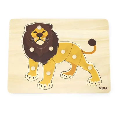 Puzzle Bois Lion 7 Pièces à Boutons Viga Toys 18M+
