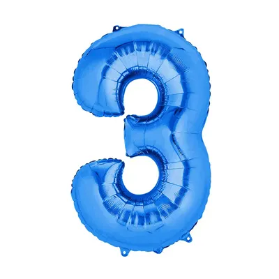 Grand ballon 3 bleu métallisé pour célébrer – 86 cm