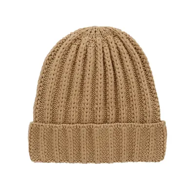 Bonnet caramel à reliefs tressés pour bébé, 0–9 mois