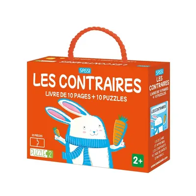 Les contraires à assembler : livre et 10 mini-puzzles dès 2 ans