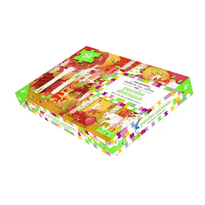 Coffret animaux en couleurs fluo, 2 puzzles et jeux d’observation