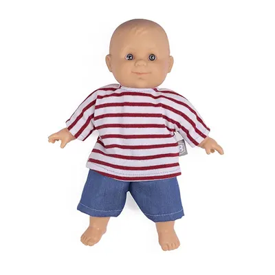 Léo, poupée bébé de 22 cm en tenue rayée