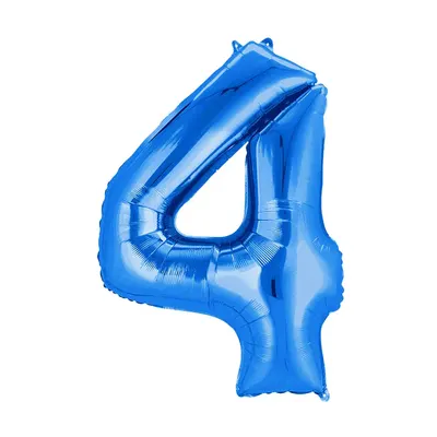 Ballon 4 bleu brillant, une grande note festive de 86 cm