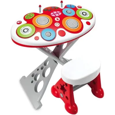 Batterie pour enfant avec tabouret et effets lumineux