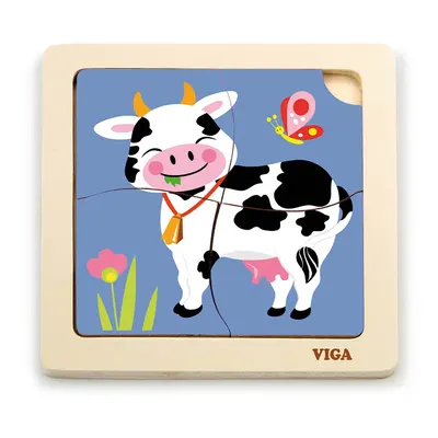 Puzzle Relief Vache en Bois 4 Pièces Viga Toys 18M+