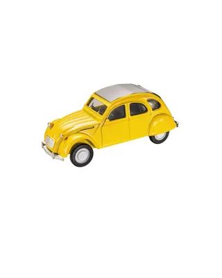 Citroën 2CV jaune miniature, voiture vintage à collectionner